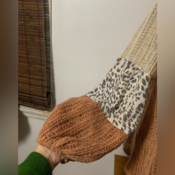 Ces Femme Pink and Gray Leopard Patchwork Boho Peasant Blouse - Picture 6 of 13